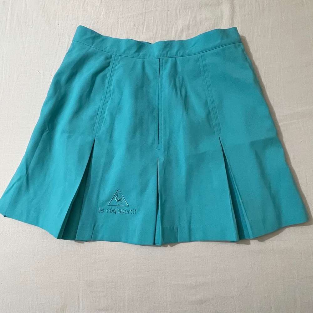 Le Coq Sportif Vintage Womens Size 6 Turquoise Pleated Tennis Skirt  Made in USA